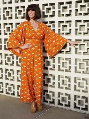 Dawn O'Porter X Joanie Sunset Martini Jumpsuit US 18 NWT